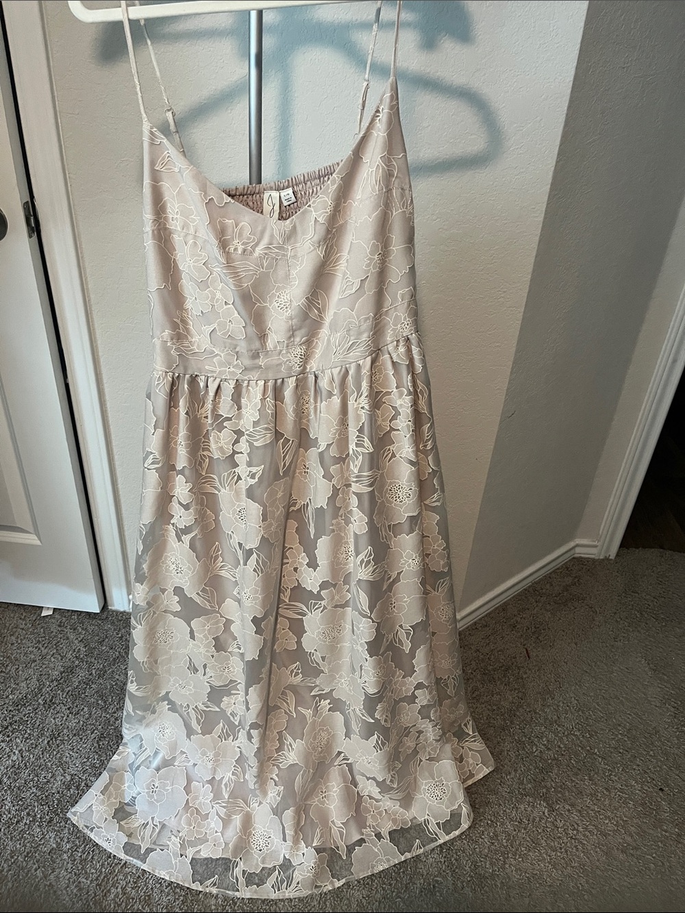 Joie Blush Cream Lace-Trim Maxi Dress